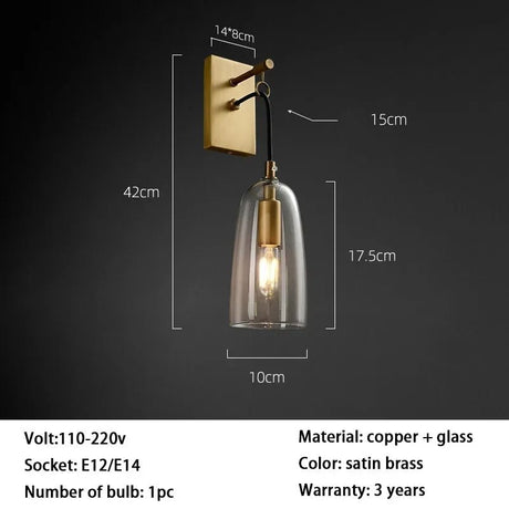 Luxury Modern Creative All Copper Wall LED Lamp - Hans Lumiere
