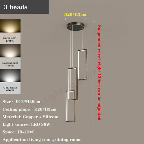 Luxury Rectangular LED Chandelier Lighting - Hans Lumiere