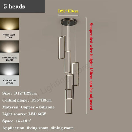 Luxury Rectangular LED Chandelier Lighting - Hans Lumiere