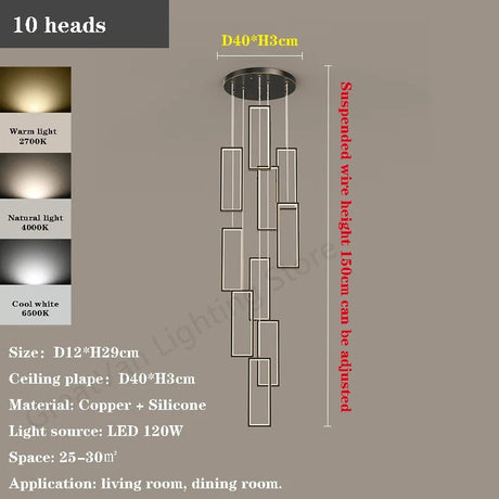 Luxury Rectangular LED Chandelier Lighting - Hans Lumiere