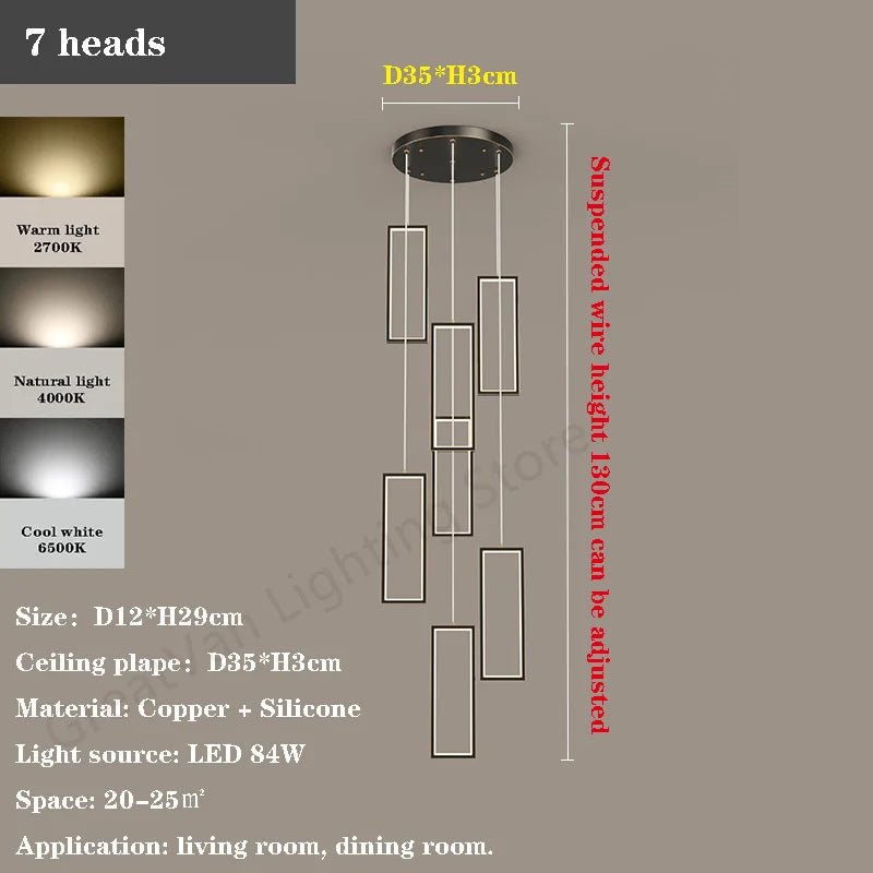 Luxury Rectangular LED Chandelier Lighting - Hans Lumiere