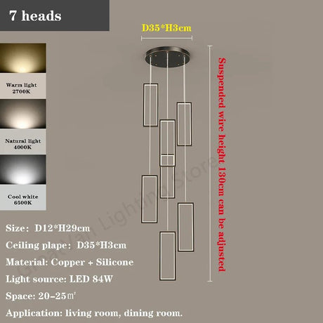 Luxury Rectangular LED Chandelier Lighting - Hans Lumiere