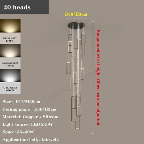 Luxury Rectangular LED Chandelier Lighting - Hans Lumiere