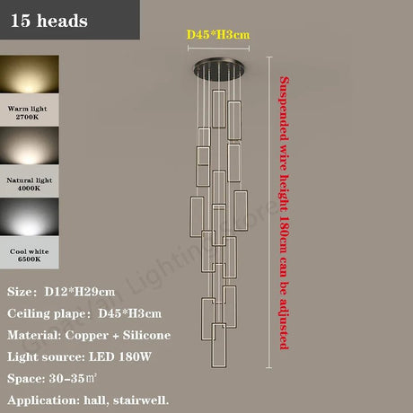 Luxury Rectangular LED Chandelier Lighting - Hans Lumiere
