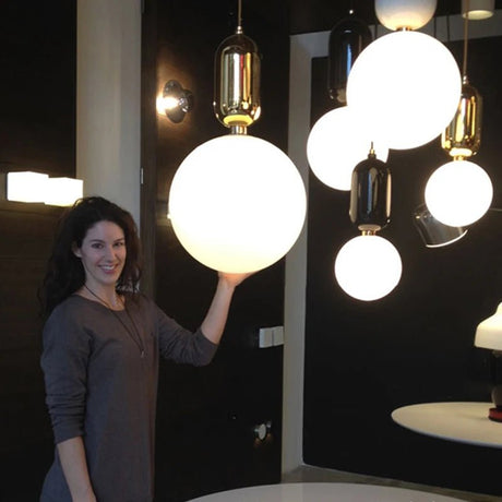 Luxury Round Headboard Single Head Glass Pendant Light - Hans Lumiere
