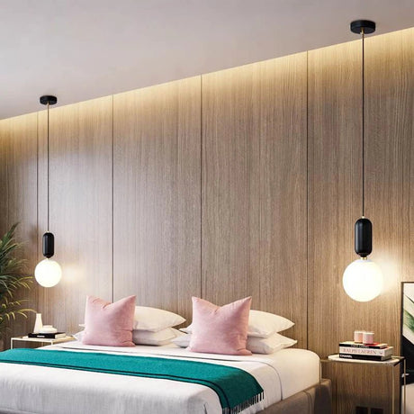 Luxury Round Headboard Single Head Glass Pendant Light - Hans Lumiere