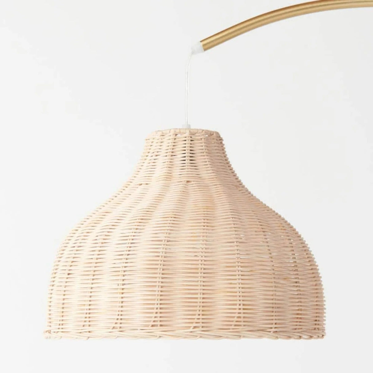 Mid - Century Antique Beige Bamboo Empire Shade LED Floor Lamp - Hans Lumiere
