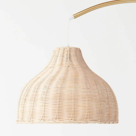 Mid - Century Antique Beige Bamboo Empire Shade LED Floor Lamp - Hans Lumiere