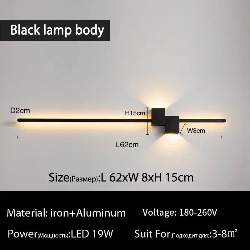 Minimalist Long LED Wall Sconce – Modern Metal Wall Light, 60/90/120cm - Hans Lumiere
