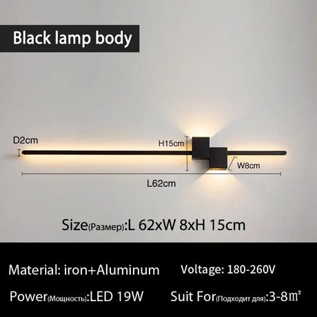 Minimalist Long LED Wall Sconce – Modern Metal Wall Light, 60/90/120cm - Hans Lumiere