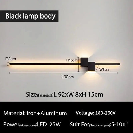 Minimalist Long LED Wall Sconce – Modern Metal Wall Light, 60/90/120cm - Hans Lumiere