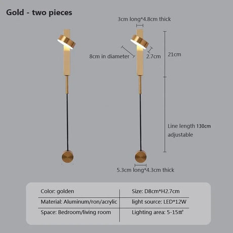 Minimalist Modern LED Wall Lamps With Rotation Dimming Switch - Hans Lumiere