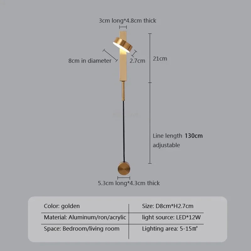 Minimalist Modern LED Wall Lamps With Rotation Dimming Switch - Hans Lumiere