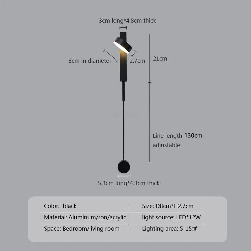 Minimalist Modern LED Wall Lamps With Rotation Dimming Switch - Hans Lumiere