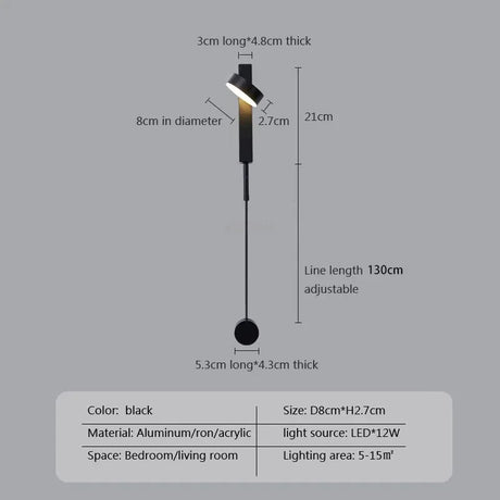 Minimalist Modern LED Wall Lamps With Rotation Dimming Switch - Hans Lumiere