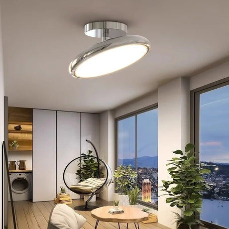 Minimalist Silver Rotatable Round Ceiling Light - Hans Lumiere
