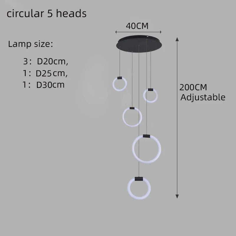 Modern Acrylic Ring LED Chandelier for Living & Dining Rooms - Hans Lumiere
