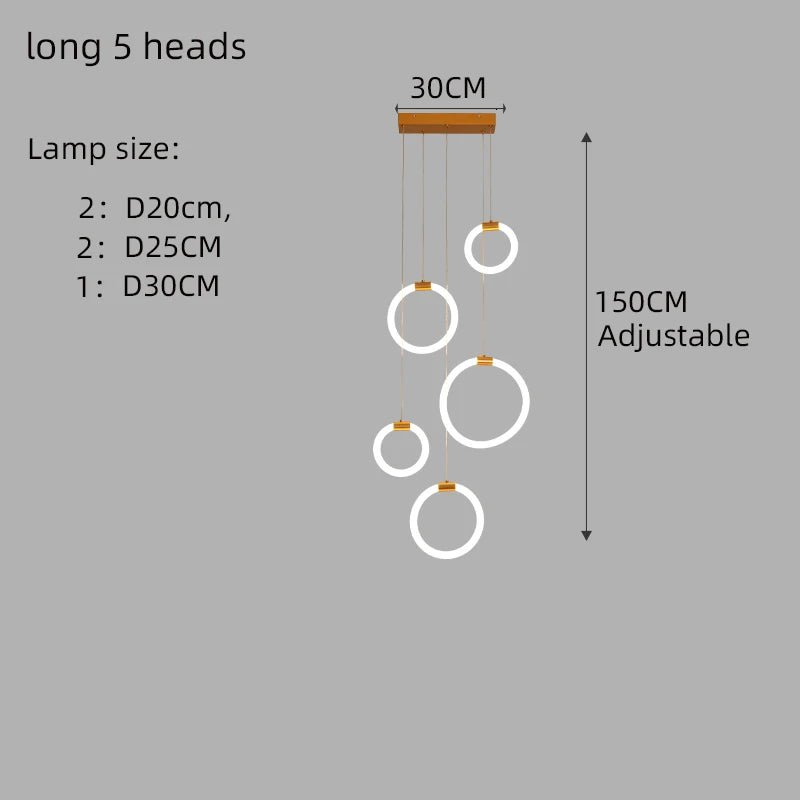 Modern Acrylic Ring LED Chandelier for Living & Dining Rooms - Hans Lumiere