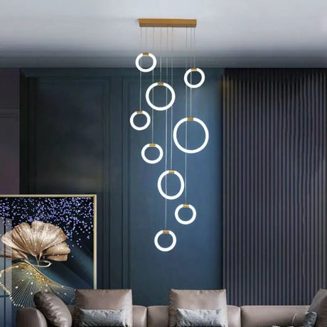 Modern Acrylic Ring LED Chandelier for Living & Dining Rooms - Hans Lumiere