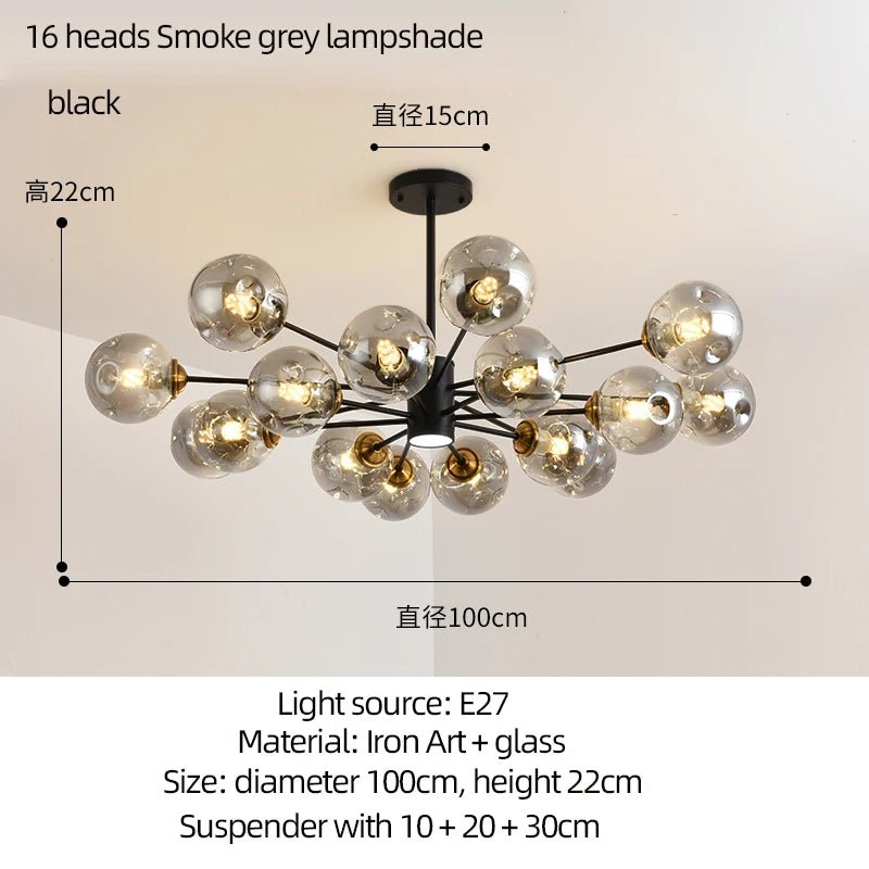 Modern Art Glass Bean Chandelier for Living Room and Dining Room - Hans Lumiere