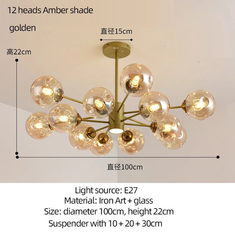 Modern Art Glass Bean Chandelier for Living Room and Dining Room - Hans Lumiere