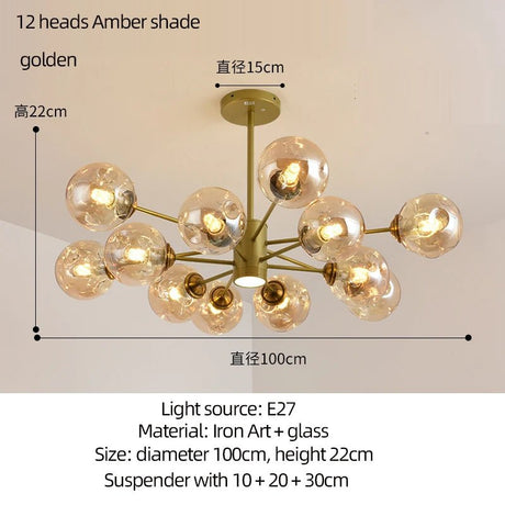 Modern Art Glass Bean Chandelier for Living Room and Dining Room - Hans Lumiere