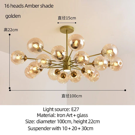 Modern Art Glass Bean Chandelier for Living Room and Dining Room - Hans Lumiere