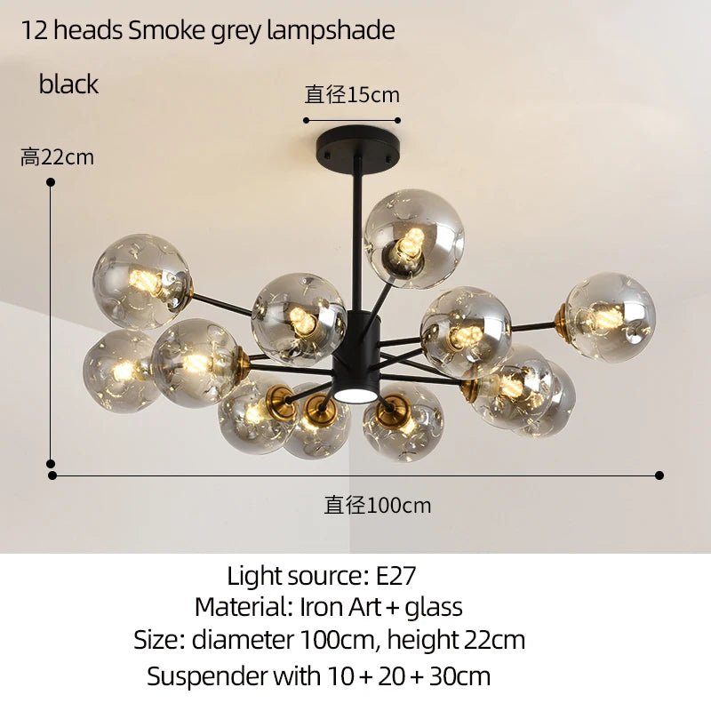 Modern Art Glass Bean Chandelier for Living Room and Dining Room - Hans Lumiere
