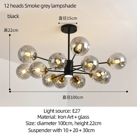 Modern Art Glass Bean Chandelier for Living Room and Dining Room - Hans Lumiere