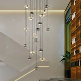 Modern Black Ball Long Hanging Aluminum LED Chandelier - Hans Lumiere