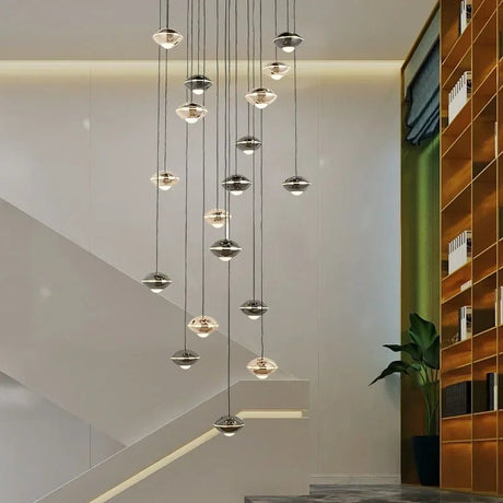 Modern Black Ball Long Hanging Aluminum LED Chandelier - Hans Lumiere