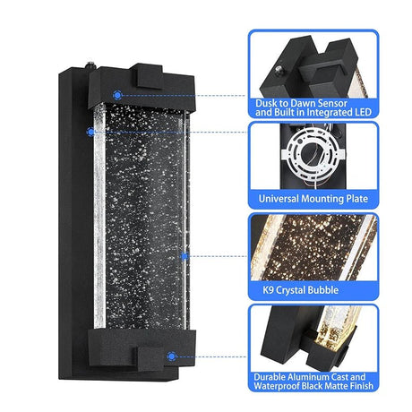 Modern Black Wall Sconce With Crystal Bubble LED - Hans Lumiere