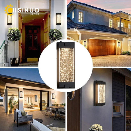 Modern Black Wall Sconce With Crystal Bubble LED - Hans Lumiere
