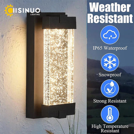 Modern Black Wall Sconce With Crystal Bubble LED - Hans Lumiere