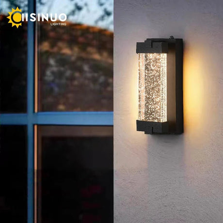Modern Black Wall Sconce With Crystal Bubble LED - Hans Lumiere