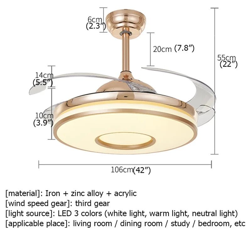 Modern Ceiling Fan Light With Remote Control - Hans Lumiere