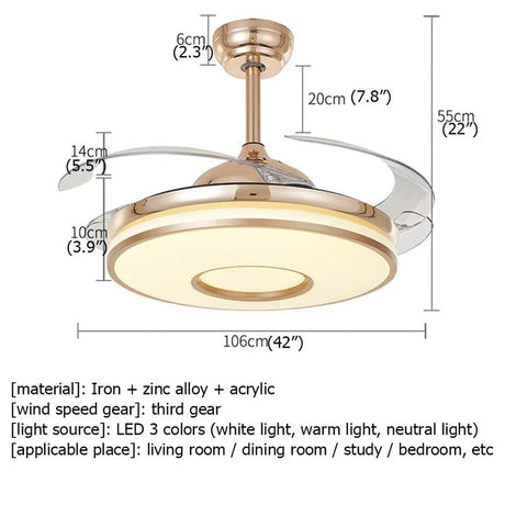 Modern Ceiling Fan Light With Remote Control - Hans Lumiere