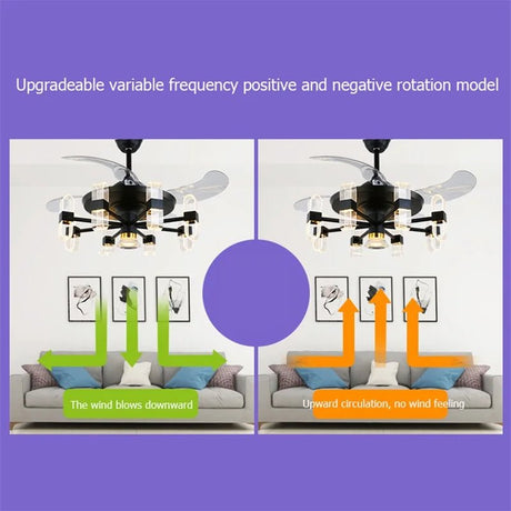 Modern Ceiling Fan With Light And Remote Control LED Fixtures - Hans Lumiere