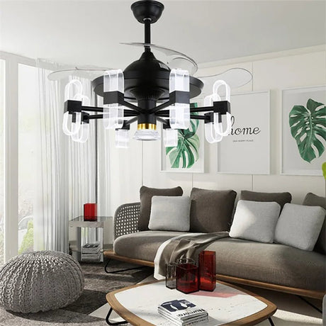 Modern Ceiling Fan With Light And Remote Control LED Fixtures - Hans Lumiere