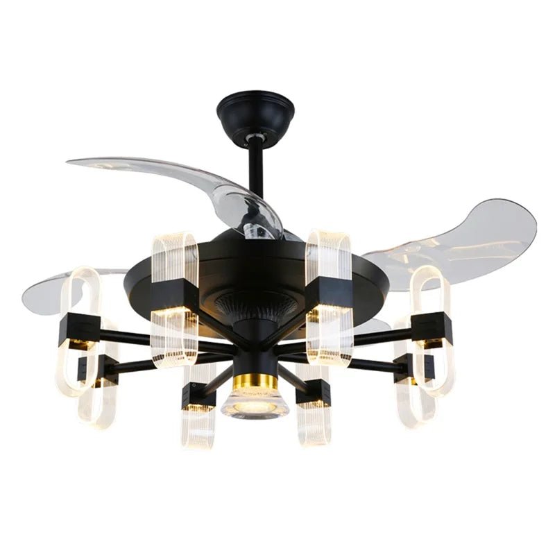 Modern Ceiling Fan With Light And Remote Control LED Fixtures - Hans Lumiere