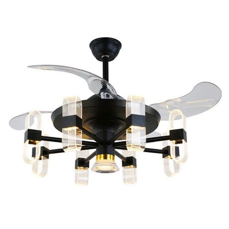 Modern Ceiling Fan With Light And Remote Control LED Fixtures - Hans Lumiere