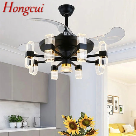 Modern Ceiling Fan With Light And Remote Control LED Fixtures - Hans Lumiere