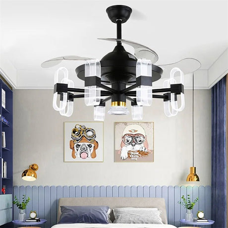 Modern Ceiling Fan With Light And Remote Control LED Fixtures - Hans Lumiere