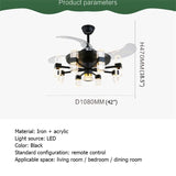 Modern Ceiling Fan With Light And Remote Control LED Fixtures - Hans Lumiere