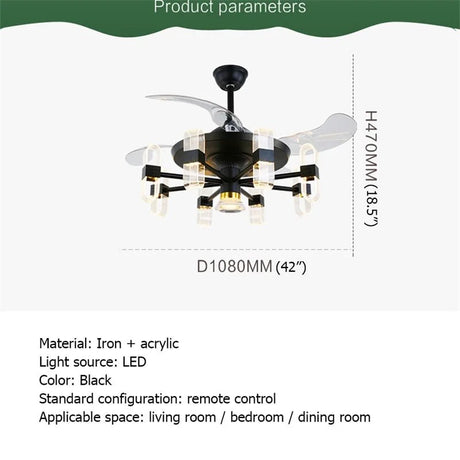 Modern Ceiling Fan With Light And Remote Control LED Fixtures - Hans Lumiere