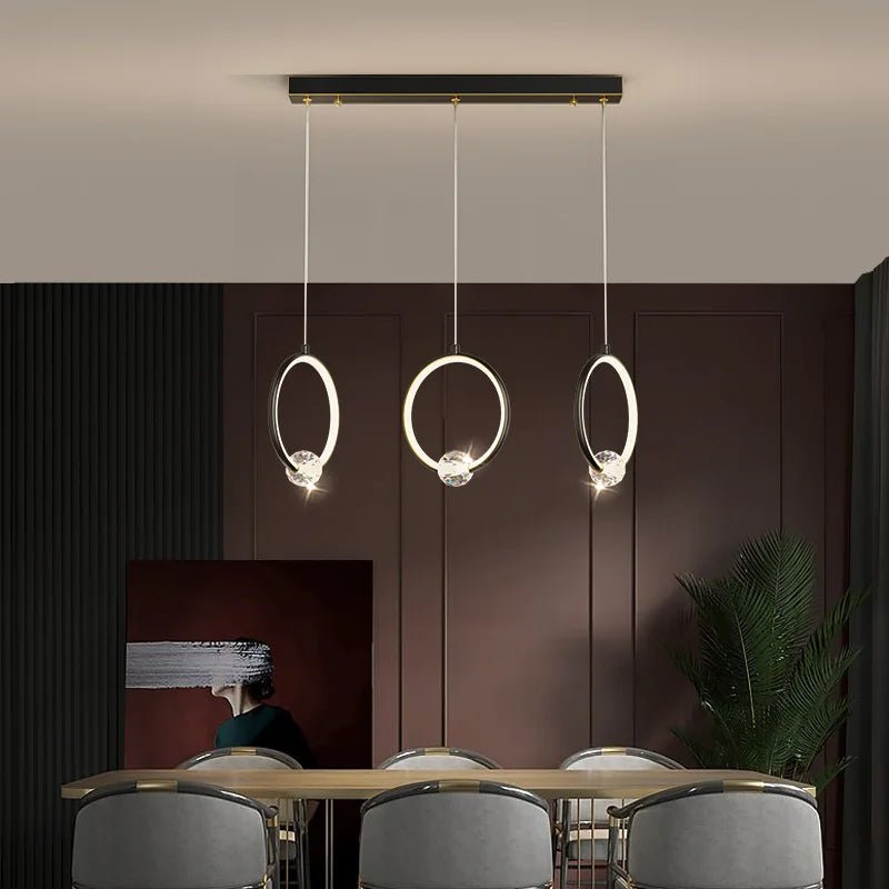 Modern Copper Ring Chandelier with Crystal Accents - Hans Lumiere