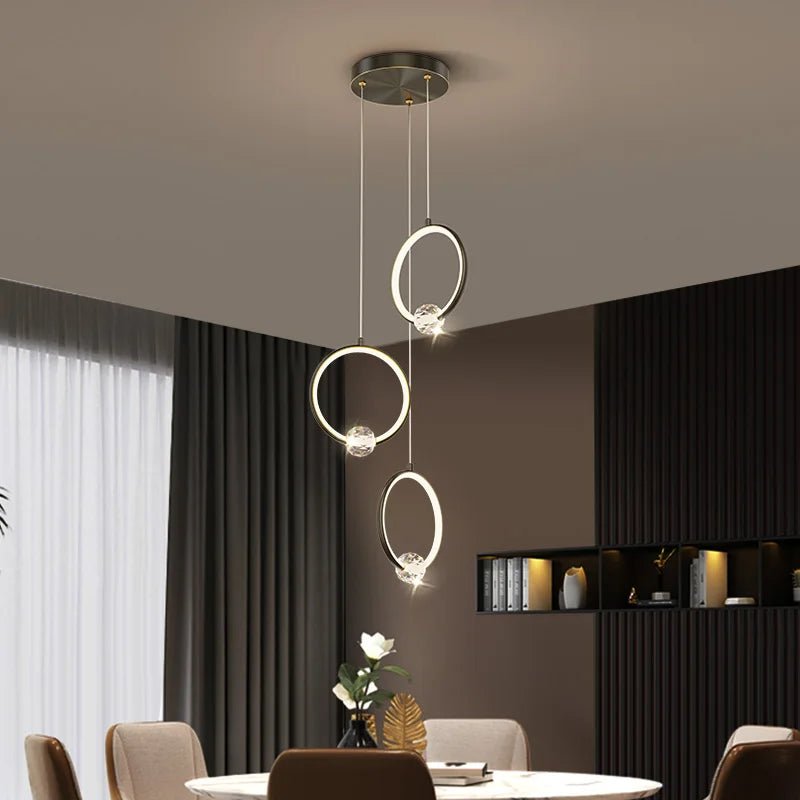 Modern Copper Ring Chandelier with Crystal Accents - Hans Lumiere