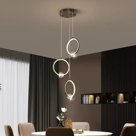 Modern Copper Ring Chandelier with Crystal Accents - Hans Lumiere