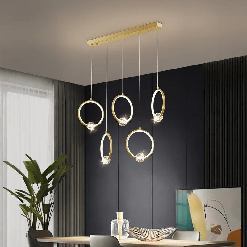 Modern Copper Ring Chandelier with Crystal Accents - Hans Lumiere