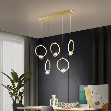 Modern Copper Ring Chandelier with Crystal Accents - Hans Lumiere